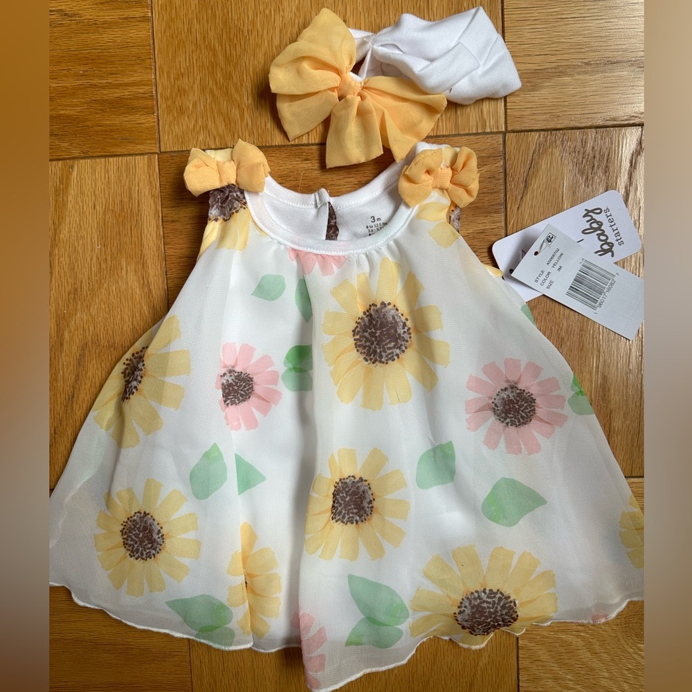 Brand new with tags! Sunflower dress with matching headband